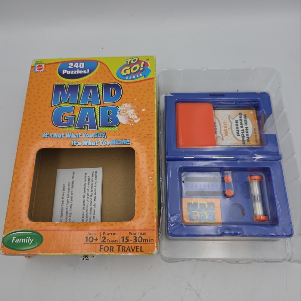 Mad Gab Travel To Go Game Portable Mattel Family Night Teams Age 10+ 2009